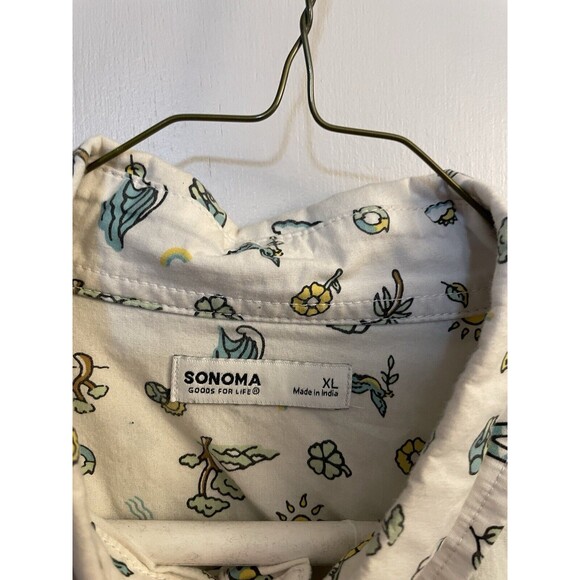 Sonoma Shirt, Men's Size XL, White, Sun Tree Flower, Button Up, Short Sleeve - Picture 3 of 5